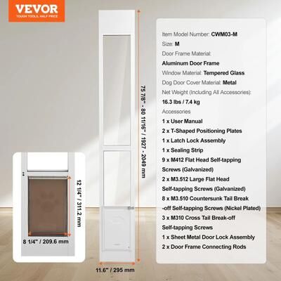 Uplift Essentials Adjustable Sliding Glass Pet Door   Aluminum Frame & Tempered Glass m