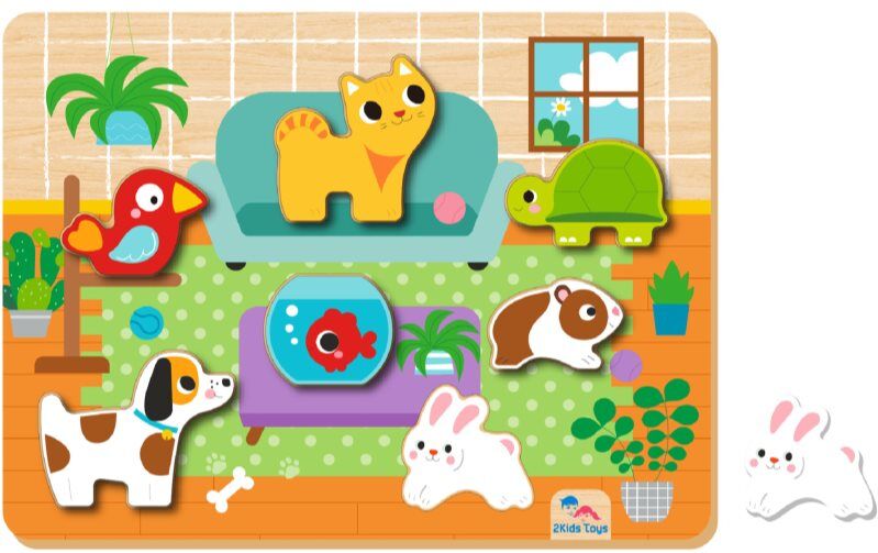 2Kids Toys Shape Puzzles boîte à formes Pets 12 m+ 8 pcs