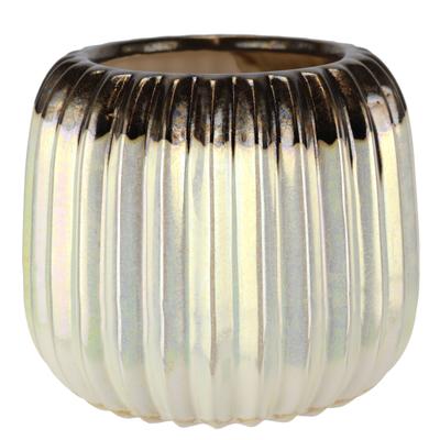 Dekovase I.GE.A. "Vase aus Keramik", beige (creme), B:13cm H:11cm, Keramik, Vasen, Dekovase Blumenvase Modern für Tischdeko Tischvase Deko Trockenblume
