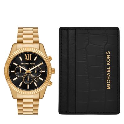 Chronograph MICHAEL KORS "LEXINGTON", gold (gelbgoldfarben, schwarz), Armbanduhren, Herren, Chronograph, Quarzuhr, Armbanduhr, Herrenuhr, Edelstahlarmband