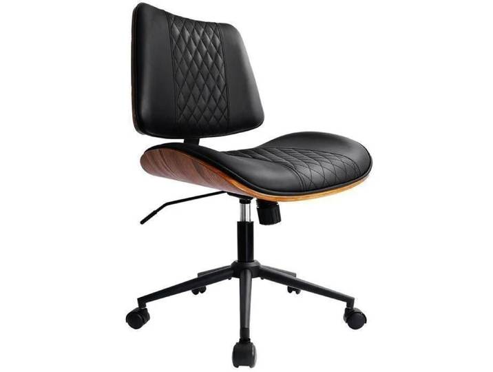 Durrafy Fauteuil de bureau Chaise de bureau à hauteur réglable & dossier moelleux Avec roulettes pivotantes Chaise familiale Noir