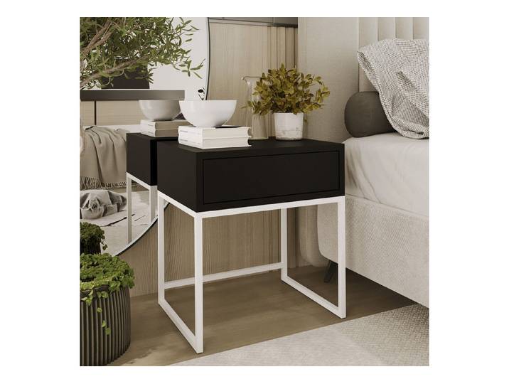 Design Möbel Nachttisch Moderner Nachttisch Glamour mit Schublade Schlafzimmer Metallgestell