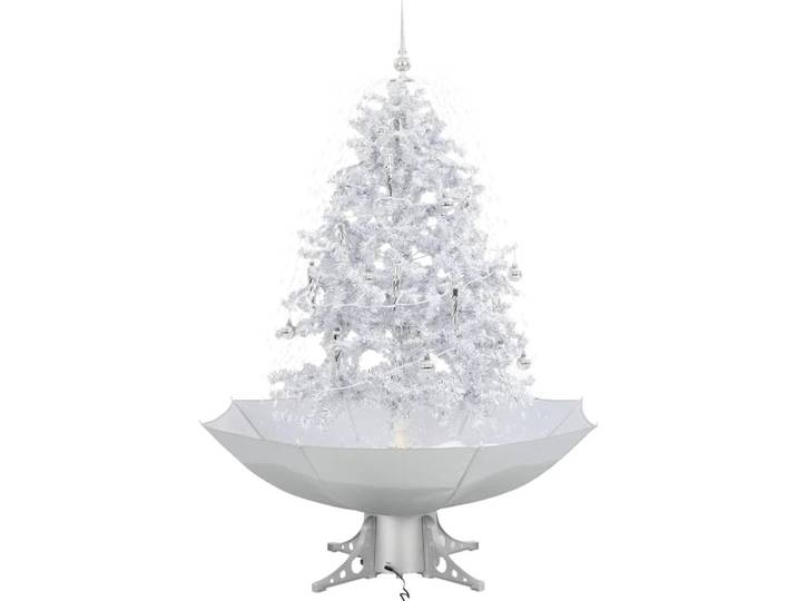 vidaXL Schneiender Weihnachtsbaum mit Schirmfuß Weiß 140 cm