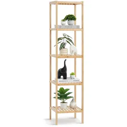 VEVOR Eckregal 5 Ablagen aus Bambus, Aufbewahrungsregal Bücherregal freistehender multifunktionaler Blumenpflanzenständer Pflanzenregal  ideal für Badezimmer Schlafzimmer Büro Pflanzenständer