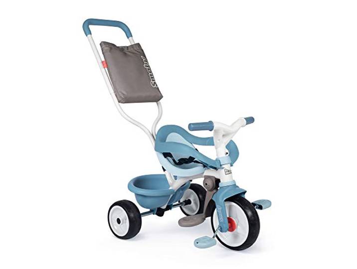 Smoby - Be Move Komfort blau - Kinderdreirad mit Schubstange, Sitz mit Sicherheitsgurt, Metallrahmen, Pedal-Freilauf, für Kinder ab 10 Monaten