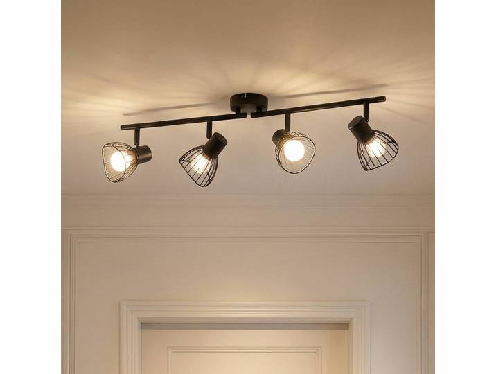 Deckenlampe Piena Lindby, dimmbar, schwarz, für Wohn- / Esszimmer, Metall, Modern, Deckenlampe