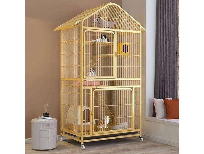 ILOOXI Katzenkäfig Katzenlaufstall Mit Hängematte, Katzenhäuser Für Katzen, Katzengehege 2/3/4-stöckiger, Laufstall Für Haustiere, Mit 360 Rotierenden Rollen (Size : 85 * 61 * 165cm)