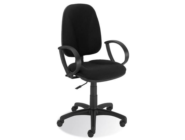 BRB-Lagertechnik Drehstuhl Bürodrehstuhl Economy mit Armlehnen, Extra hohe Rückenlehne mit Permanentkontakt 500 mm