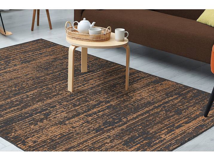 Teppich KAYOOM Kalea 125 , gelb, B:160cm H:8mm L:230cm, Polyester, Teppiche, Teppich, Flachgewebeteppich mit Relief-Design, Used-Look, moderne Farben