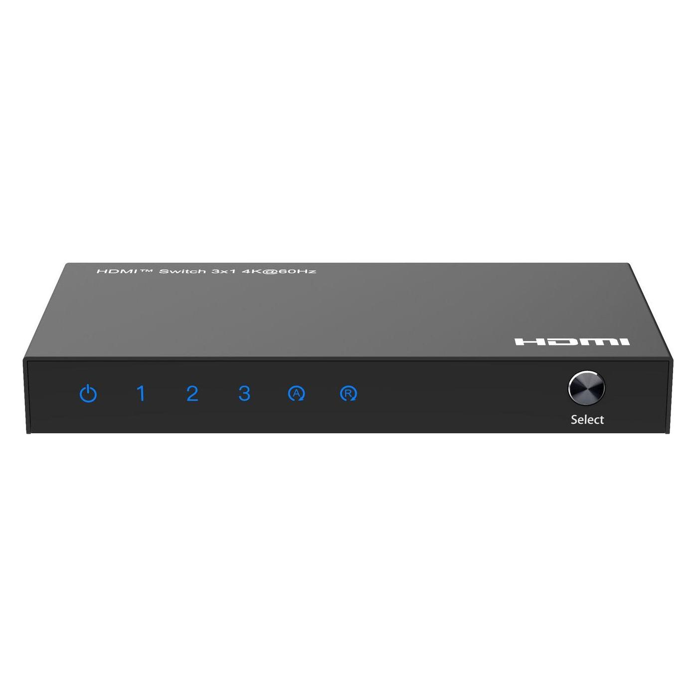 MicroConnect 4K@60Hz HDMI Switch 3x1, HDCP (MC-HDMISWITCH0301-4K)