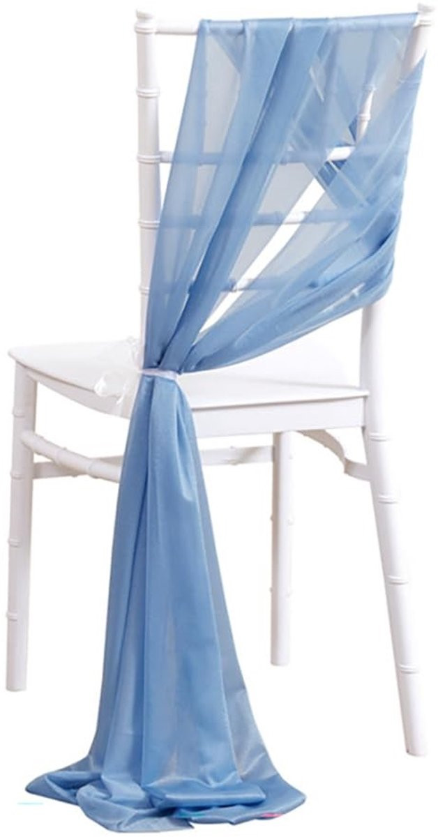 Cosensi Stoelhoezen van Chiffon voor Feestelijke Decoratie - Blauw