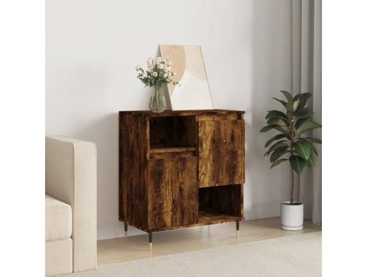 HEFZGDB Moderner Sideboard Schrank mit reichlich Stauraum, Sideboard für Wohnzimmer Aufbewahrung, Beistellschrank mit Eisenbeinen in Weiß Holzwerkstoff 60x35x70 cm
