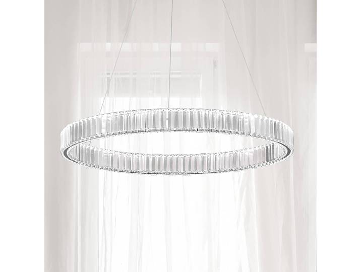 Suspension Aurelia type C Ø 80cm Argenté/Chrome Câble ABS, douille ABS, baldaquin aluminium, boîtier luminaire aluminium LED non-remplaçables