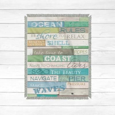 Laural Home Ocean Rules Woven Throw Blanket