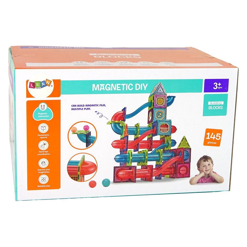 Lean Toys Magnetische Blöcke 145 Stück 3D-Rutsche für Bälle (36189714)