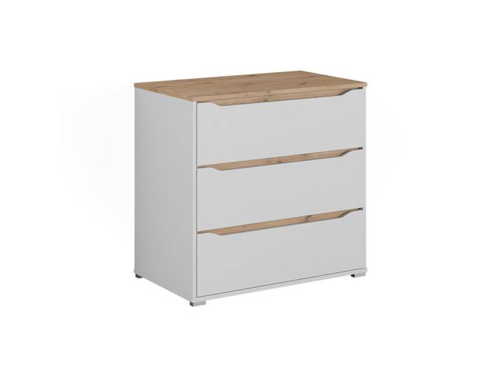 Vicco Kommode Ruben, Weiß/Artisan-Eiche, 80 x 76.6 cm mit 3 Schubladen, Weiß, Eiche Artisan, Rechteckig, 80x76.6x48 cm, Kleinmöbel, Kommoden, Kommoden