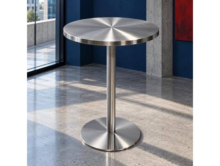 Bistrotisch aus Edelstahl, rund oder quadratisch, 4 Farben Zwei Formen und vier Farben; alle Tischgrößen sind 75 cm hoch(Round - Silver,19.6x19.6x29.5in)
