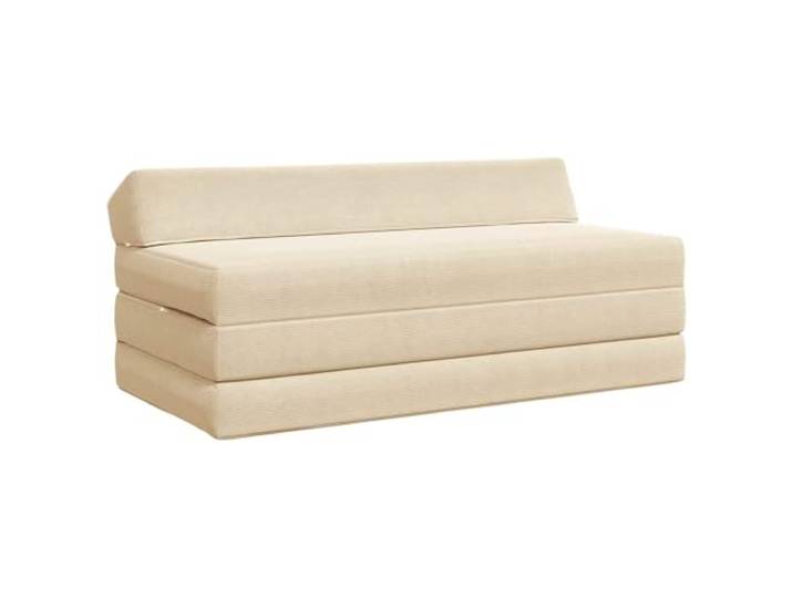 YUTAASU Klappsofa Bett Creme 120 x 60 x 49 cm Stoff Polyesterbezug, Schaumstofffüllung, Reißverschluss, Kompakt für kleine Räume