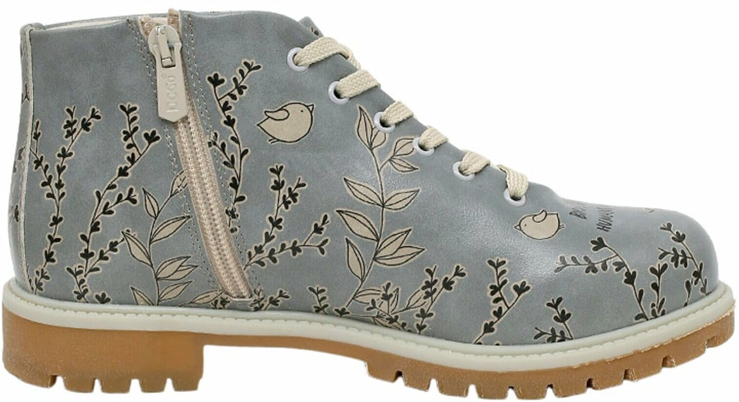 Schnürboots DOGO "Shortcut Boots Hedge-Hug Damen Stiefeletten, Shortcut Boots", Damen, Gr. 41, gefüttert, Normalschaft, blau (blau, grau), Lederimitat, Schuhe Schnürboots, Handgefertigt