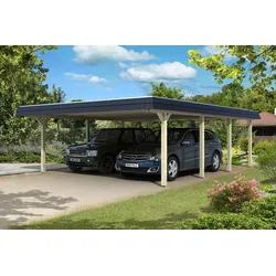 Carport Wendland 630x879 schwarze Blende, unbehandelt, 20mm Dachschalung mit EPDM Folie Holzcarport