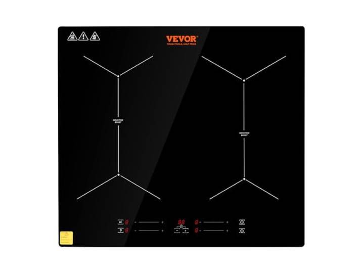 VEVOR Induktionskochplatte Induktionskochfeld 6800 W, 4 Platten Induktionskochplatte Touchscreen 9 Heizstufen, Eingebauter Induktionsherd Kochfeld Automatischer Abschaltung & Kindersicherung