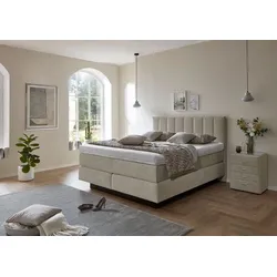 Oschmann Boxspringbett Lugo 5 Sterne 180 x 200 cm Stoff Beige