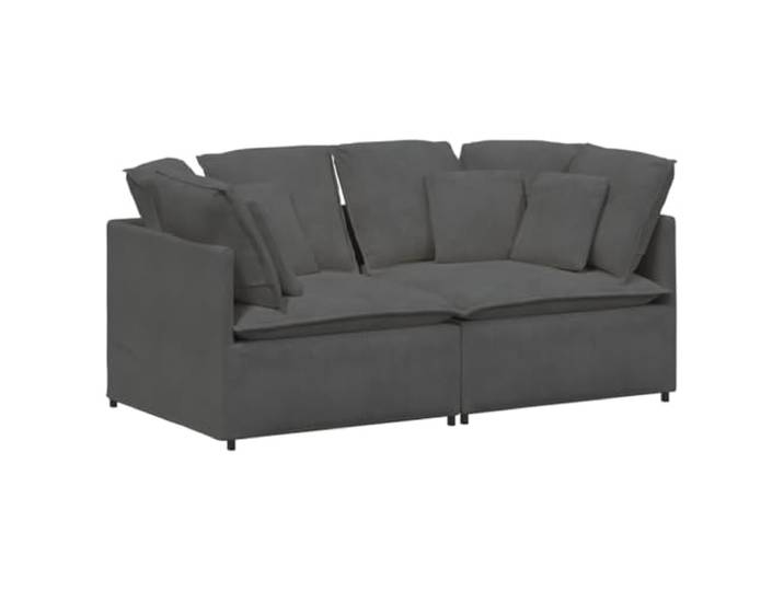 Coespram Modulares Sofa 2-teilig Couch aus Cord Dunkelgrau 200x100 cm Flexible Polstergarnitur fürs Wohnzimmer mit Metallgestell, Schaumstoff und 12 Kissen für pure Gemütlichkeit.