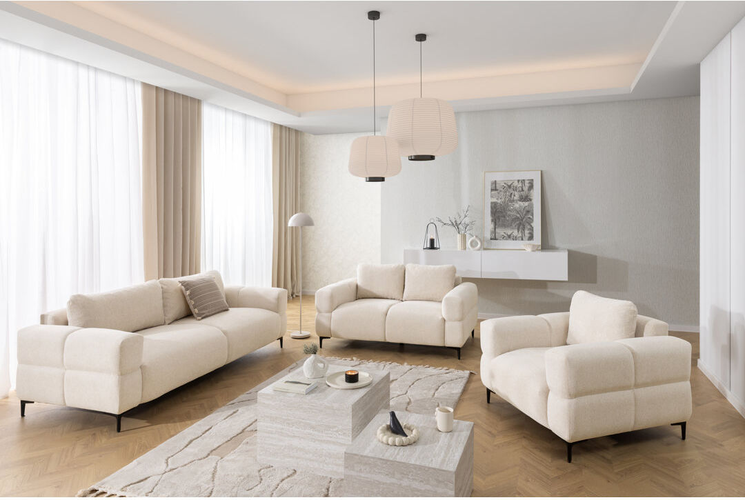 S-Style Furniture Cardea 3 Piece Standard Living Room Set Beige 3