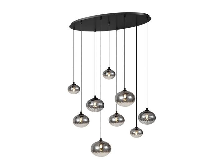 Suspension moderne noire avec verre fumé 9 lumières - Jia