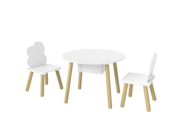 Aiyaplay Kindertisch-Und-Stuhlset MDF Kiefernholz Weiß, Holz, Teilmassiv,Kiefer, Quadratisch, 60x44x60 cm, Baby- und Kindermöbel, Kinderzimmer & Jugendzimmer, Kindersitzgruppe