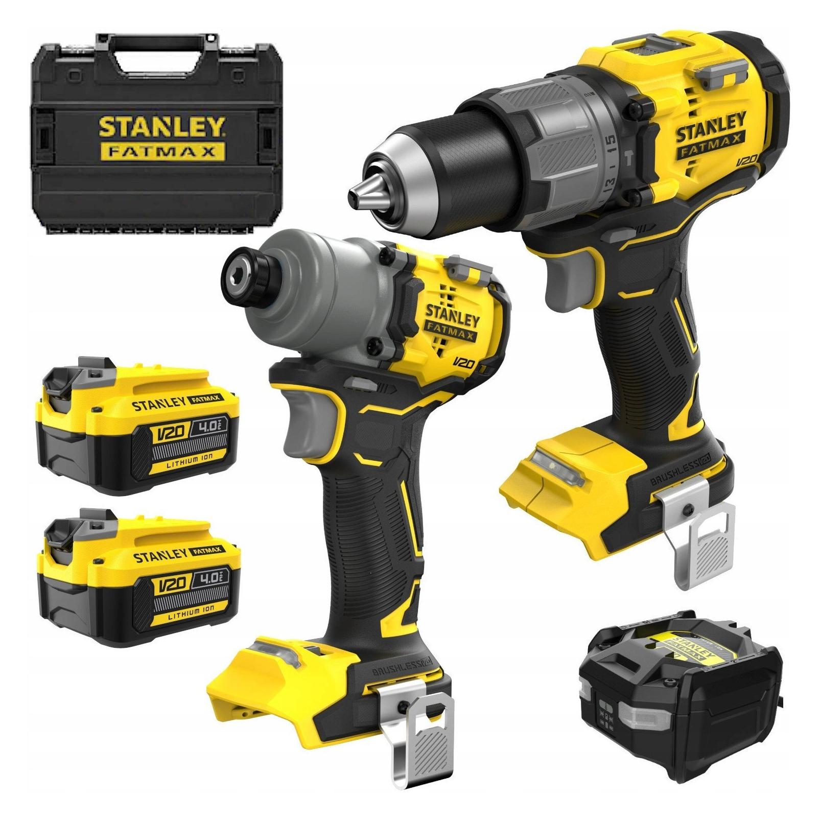 Stanley V20 Akku-Bürstenloser Schrauber-Bohrhammer Kombiset (Schlagbohrschrauber, Schlagschrauber) (SFMCK211M2TQW)