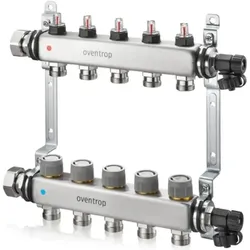 Oventrop OV Edelstahl-Verteiler Multidis SFQ mit Durchflussindikator für 9 Kreise, Zubehör Heizen