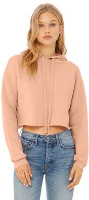 Bella + Canvas B7502 Women's Crop Fleece Hoodie Sweatshirt in Peach size Large 7502, BC7502