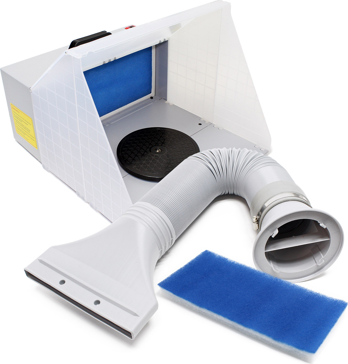Wiltec Complete set afzuigsysteem voor airbrush, 4 m³/min, 47 dB, verfspuitcabine met afvoer en vervangingsfilter