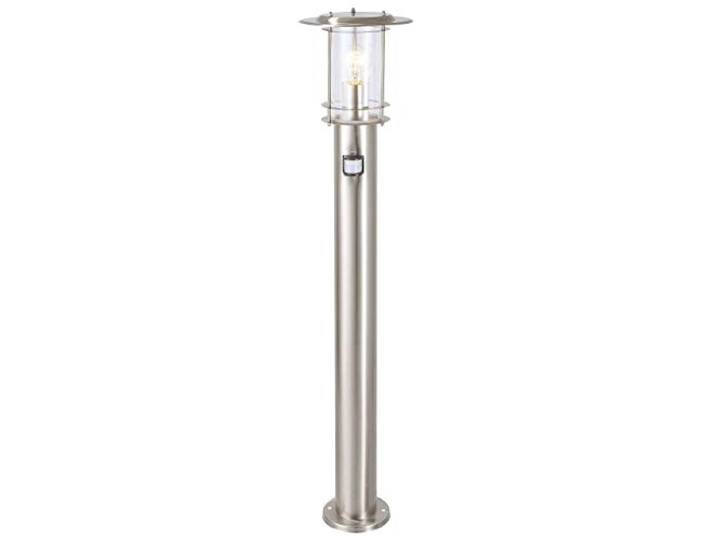 Brilliant Lampe York - Lampe sur pied d'extérieur avec détecteur de mouvement - En acier inoxydable - 1 x A60\, E27\, 40 W - Pour lampes normales - Indice de protection IP : 44 - Protection contre les