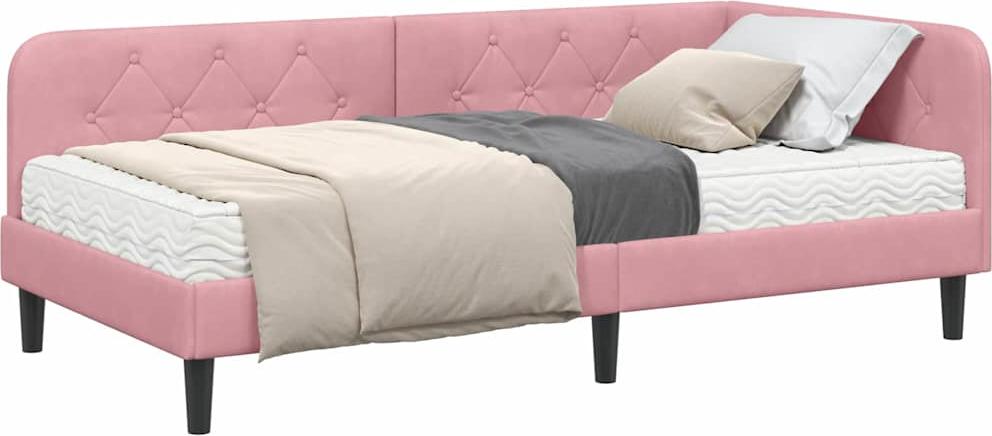 Eckbettgestell Rosa 100 x 200 cm Samt