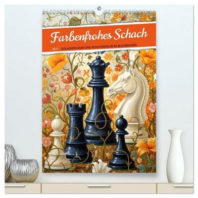 Farbenfrohes Schach (hochwertiger Premium Wandkalender 2027 DIN A2 hoch), Kunstdruck in Hochglanz
