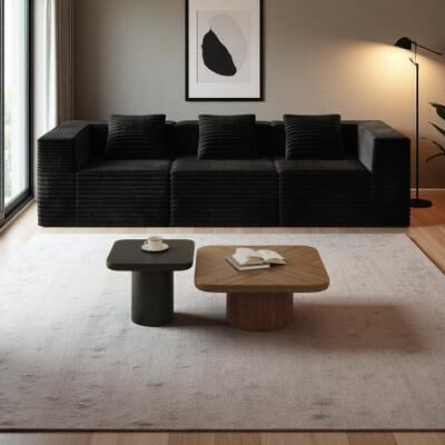 Corduroy Modular Sofa with Deep Seat and No Assembly Required