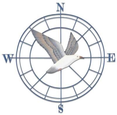 T.i./New Metal Design Seagull Compass Wall Art Blue , Blue