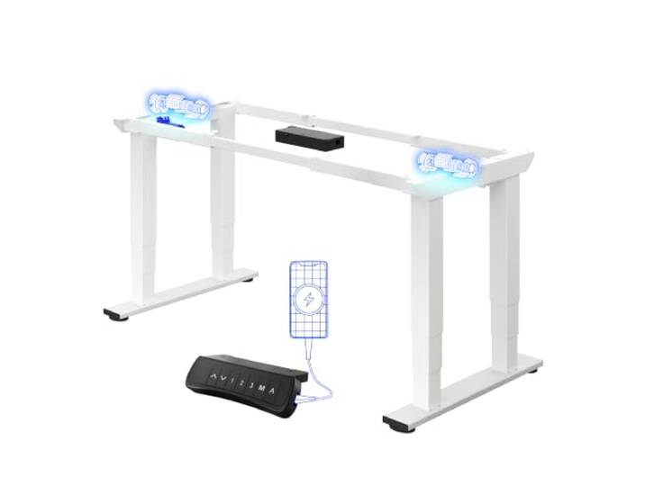 FLEXISPOT Elektrisches Tischgestell höhenverstellbar,4-Bein Gestell Weiß Schreibtischgestell mit 2 Motoren, höhenverstellbare Schreibtischbeine, hohe Tragkraft, ideal als Büro-, Computer- & Esstisch