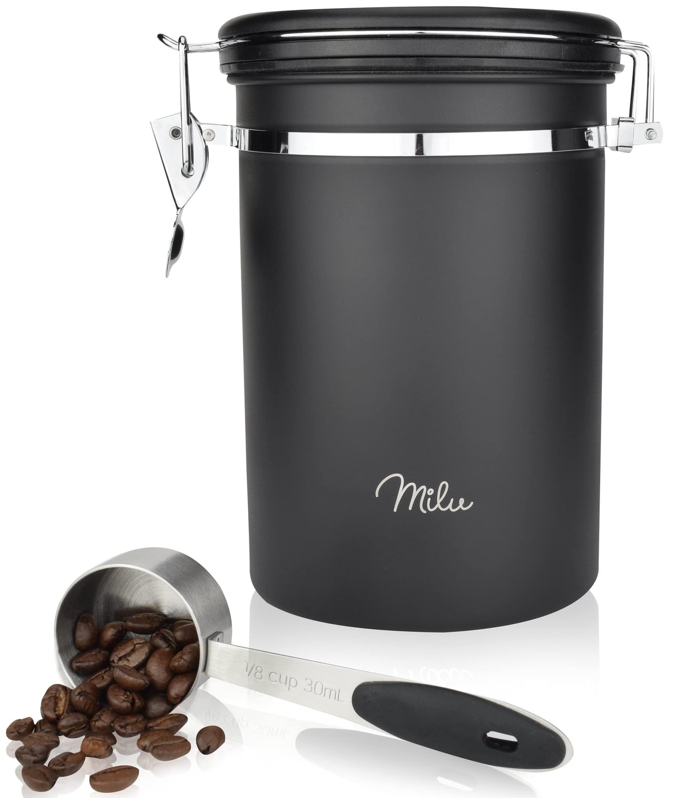 Dripio Luchtgedichte koffievoorraadcontainer, 700 gram, roestvrij staal, zwart