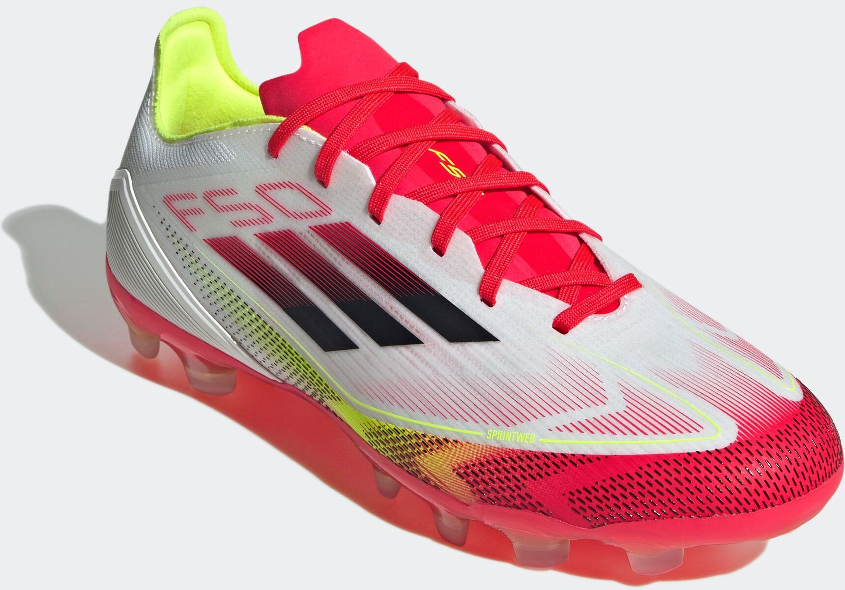 Fußballschuh ADIDAS PERFORMANCE "F50 PRO MG", Damen, Gr. 47, bunt (cloud weiß, core schwarz, solar gelb), Synthetik, Textil, Schuhe Fußballschuh, für Rasen- und Kunstrasenplätze