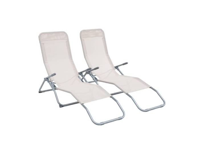 sweeek - Bain de soleil acier pliant 2 positions (lot de 2) LEVITO