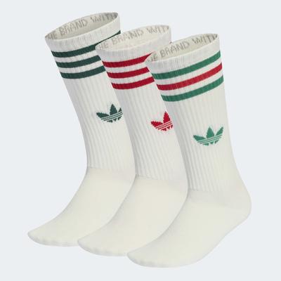 Sportsocken ADIDAS ORIGINALS "3-STREIFEN HIGH CREW, 3 PAAR", Damen, Gr. M (40/42), weiß (sanftes weiß, sanftes weiß, sanftes weiß), Obermaterial: 51% Baumwolle, 46% Polyester, 2% Elasthan, 1% Polyamid, Socken Sportsocken, wadenlange Passform,...