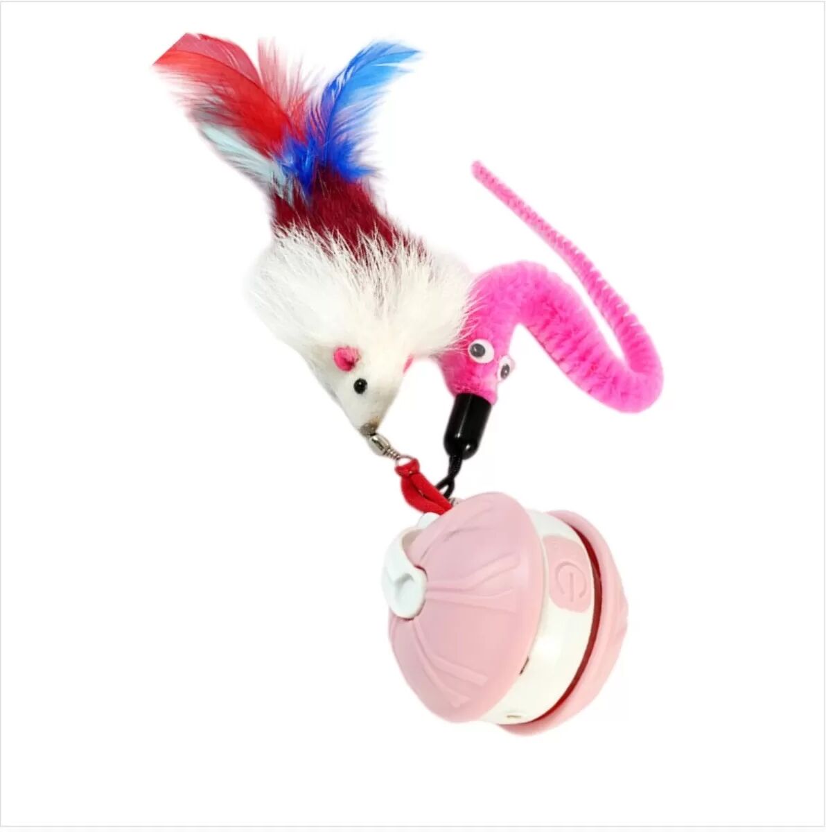 INF Balle interactive auto-animée pour chat – Jouet rechargeable USB-C avec activation par mouvement Rose