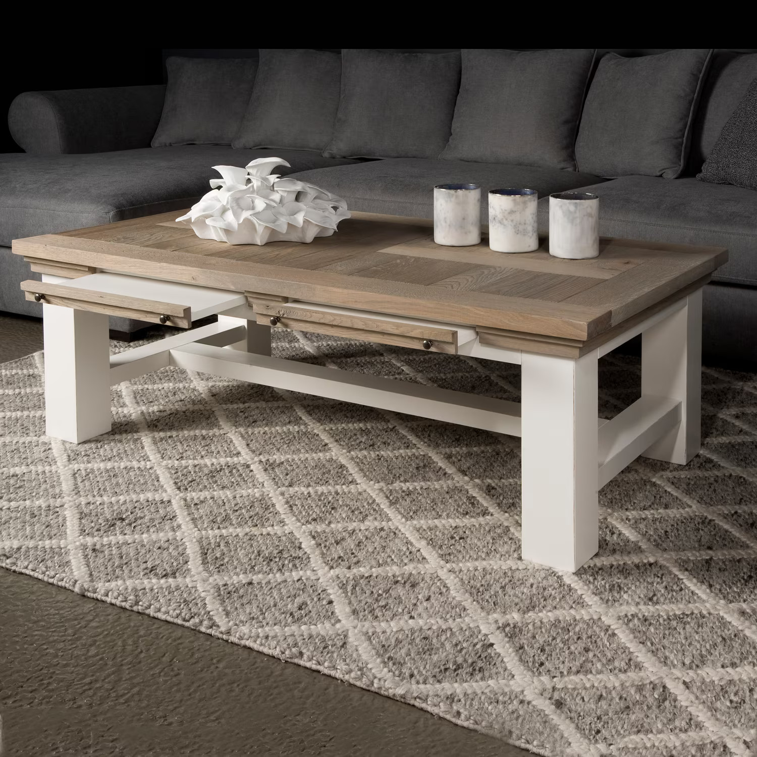 Tower Living Salontafel Parma Wit - Uitschuifbaar