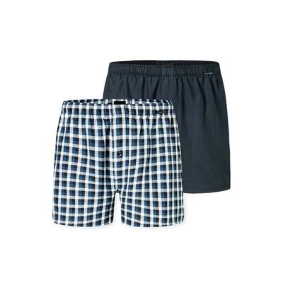 Webboxer SCHIESSER "Web-Boxershorts 2er Pack", Herren, Gr. 4XL, blau (dunkelblau), Obermaterial: 100% Baumwolle CO., Unterhosen