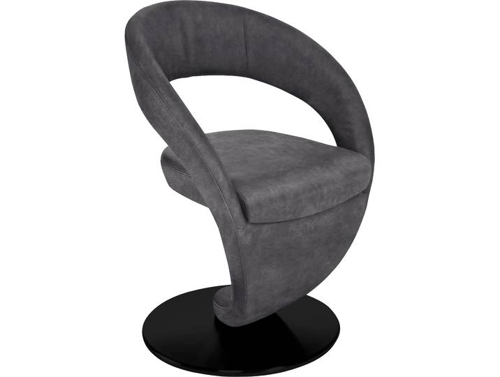 Drehstuhl, Microfaser, Grau, 62×61×86 cm, Metall-Drehteller, Modern, K+W-Polstermöbel