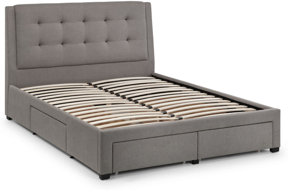 Hashtag Home Lilianna Upholstered Super King (6') Linen Drawers Bed Grey Kingsize (5')