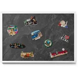 MAGNETTAFEL 60x40 cm Weißer Rahmen Dunkle Steinstruktur